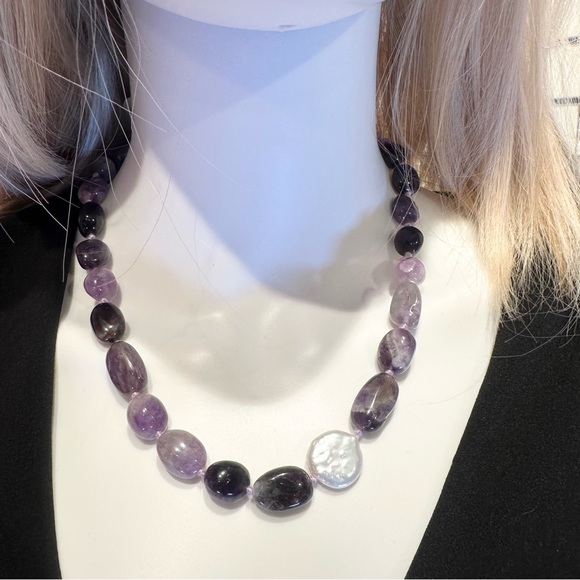 Free People Jewelry - Free People NWT x Ariana Ost Amethyst and Pearl Choker